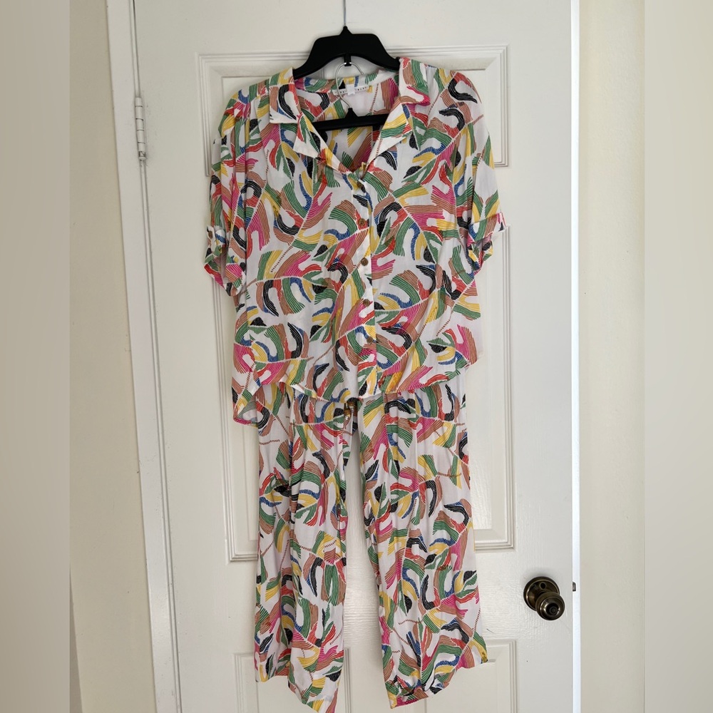 Jane + Delancey Colorful Tropical Monstera Print Two-Piece Set